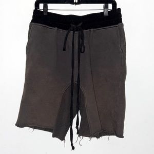 Arnodefrance washed black men’s heavy terry cotton raw cut shorts waist 32 UNI‌‍